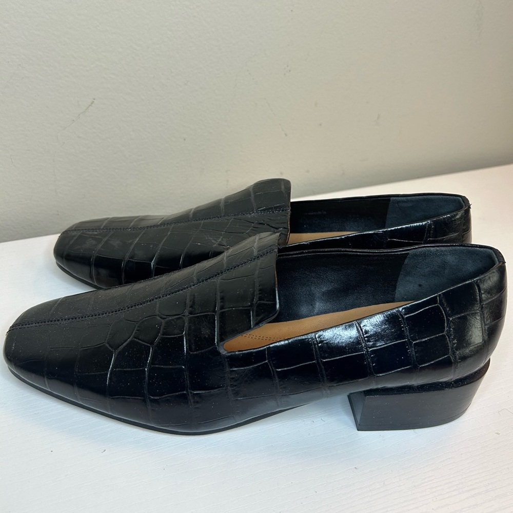 Via Spiga Sz 8 Sony Animal Print  Loafer Blac Slip On Capsule Academia